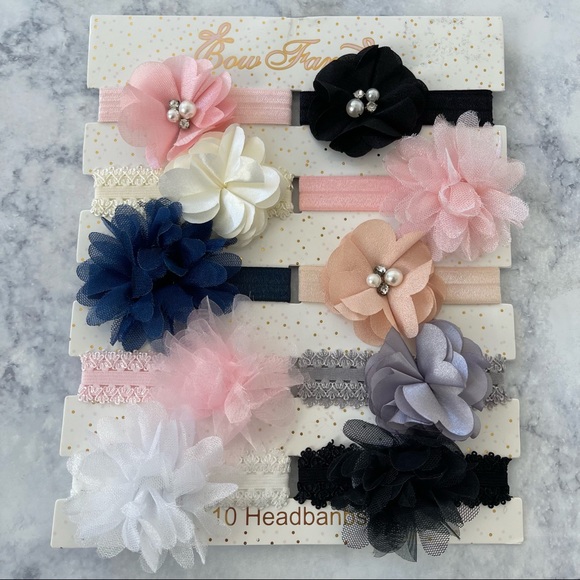 Other - NEW! Set of 10 baby toddler hair headband bows accessories